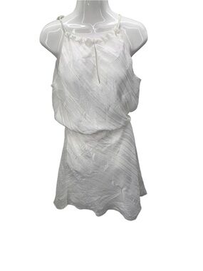 Cache White Halter Dress with Metallic Thread Detail